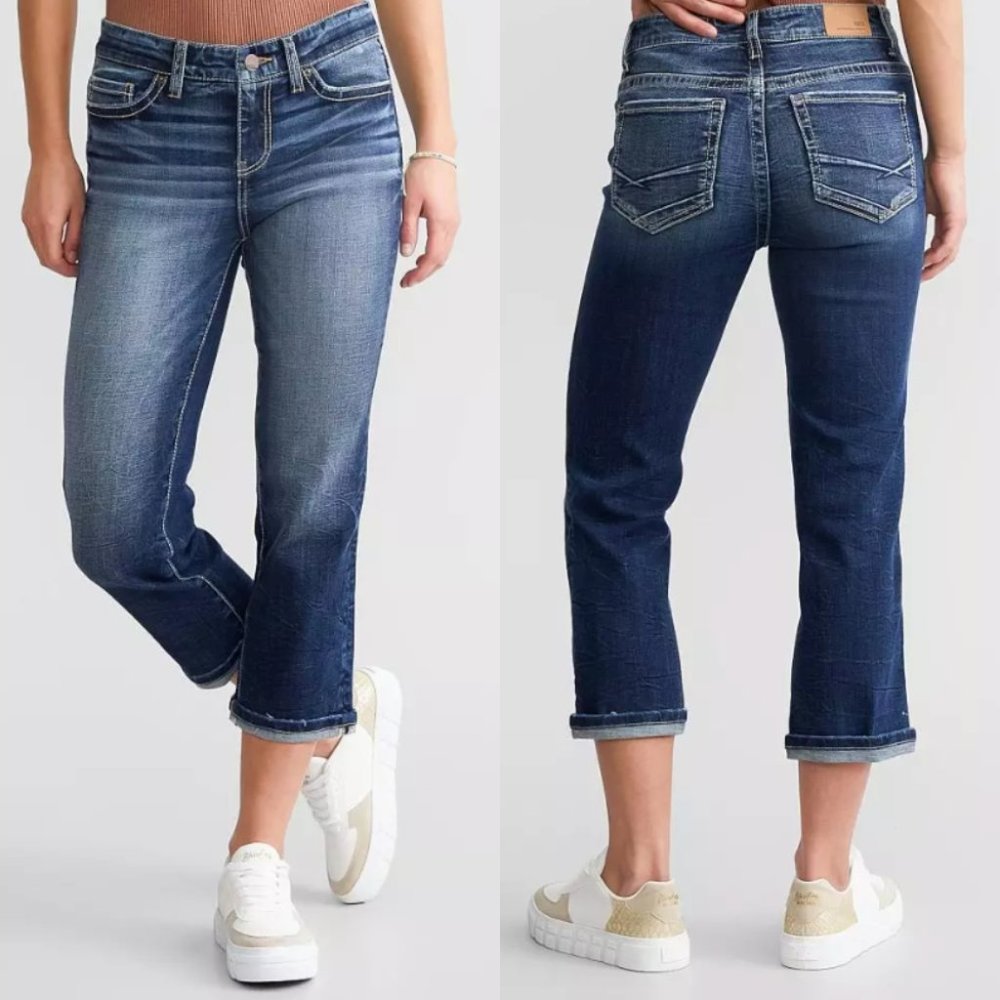 BKE Jeans Taylor Cropped Denim Dark Wash Stretch SZ 28 LIKE NEW!
